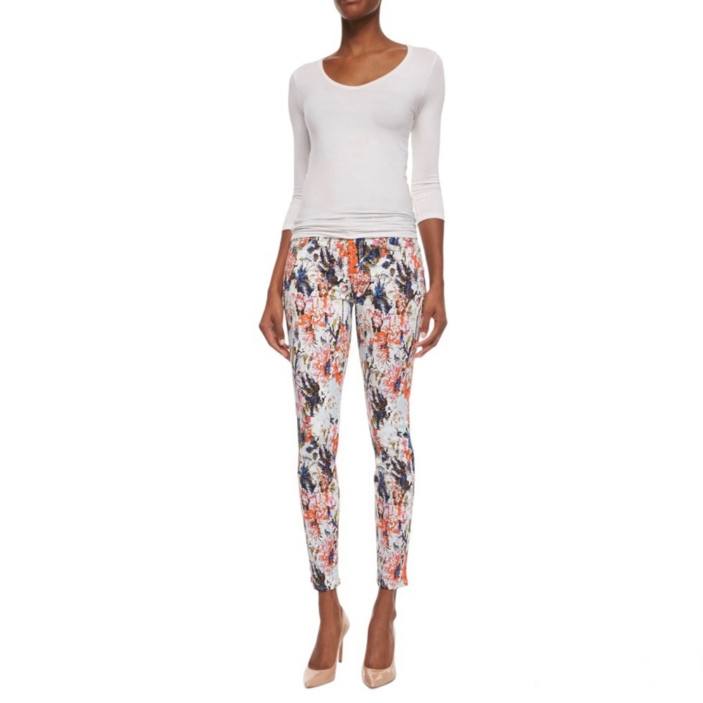 7 For All Mankind The Ankle Skinny Jeans Floral Print Size 29